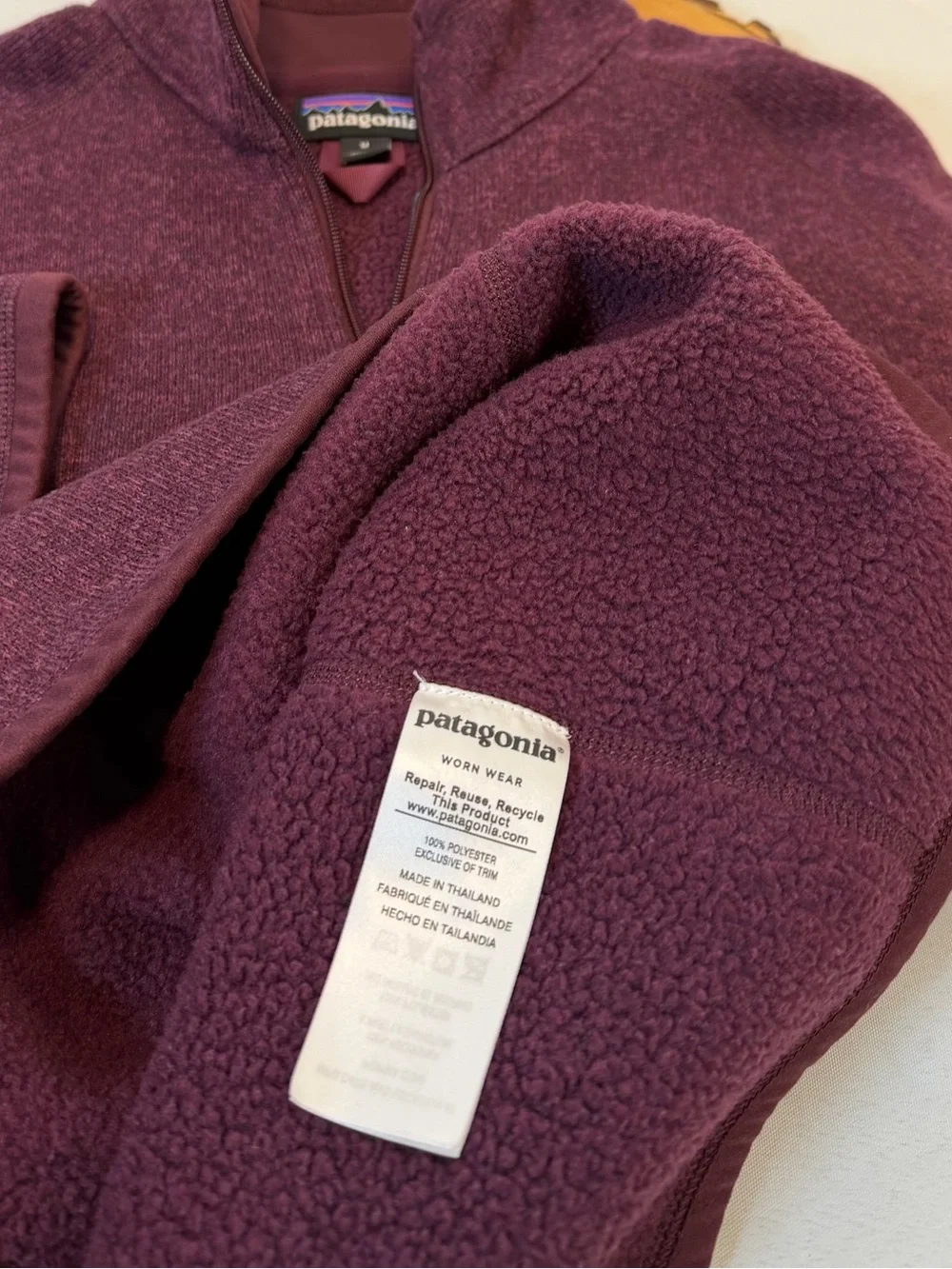 Patagonia‎ Better Sweater 1/4 Zip Burgundy Space dye Fleece Women’s Size Medium